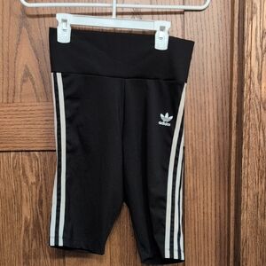Adidas Womens Black Shorts with White Stripes